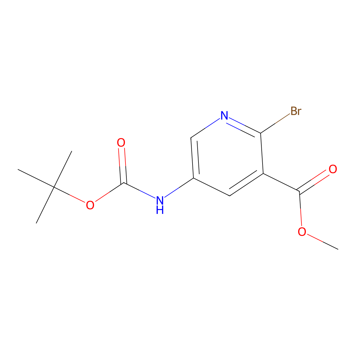 Methyl 2-bromo-5-{[(tert-butoxy)carbonyl]amino}pyridine-3-carboxylate molecular structure, CAS 2680684-61-9