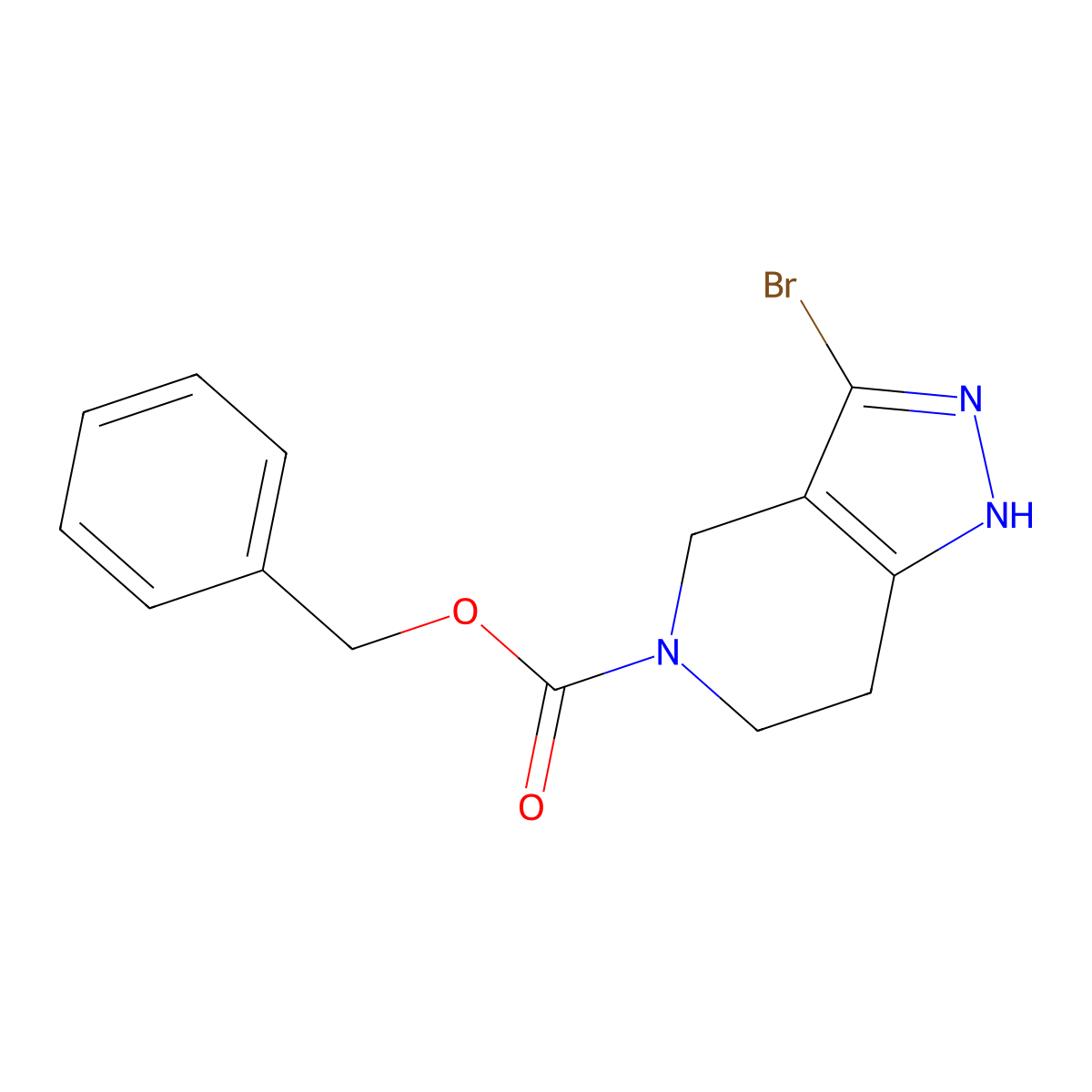 benzyl 3-bromo-1H,4H,5H,6H,7H-pyrazolo[4,3-c]pyridine-5-carboxylate molecular structure, CAS 2680684-68-6