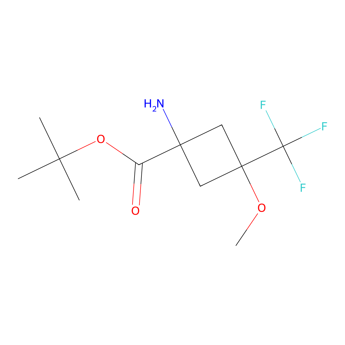 Tert-butyl 1-amino-3-methoxy-3-(trifluoromethyl)cyclobutane-1-carboxylate molecular structure, CAS 2680684-75-5
