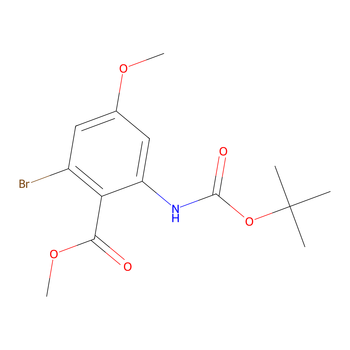 Methyl 2-bromo-6-{[(tert-butoxy)carbonyl]amino}-4-methoxybenzoate molecular structure, CAS 2680684-76-6