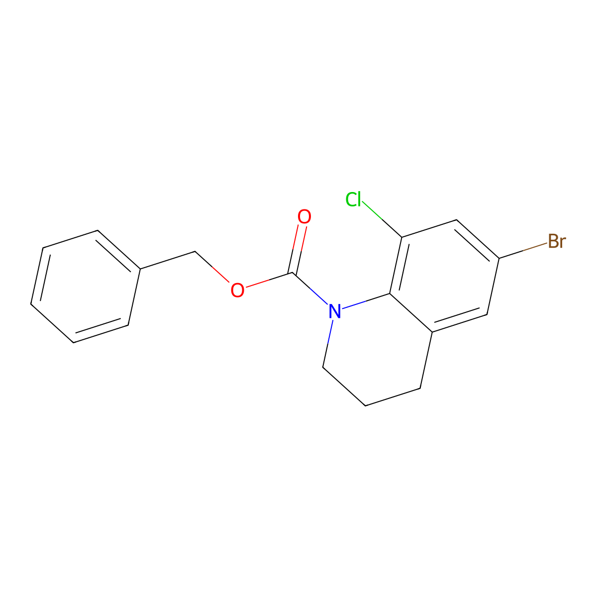 Benzyl 6-bromo-8-chloro-1,2,3,4-tetrahydroquinoline-1-carboxylate molecular structure, CAS 2680684-82-4