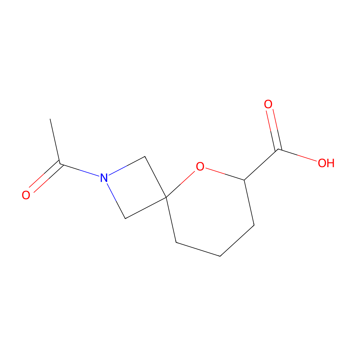 2-Acetyl-5-oxa-2-azaspiro[3.5]nonane-6-carboxylic acid molecular structure, CAS 2680684-84-6