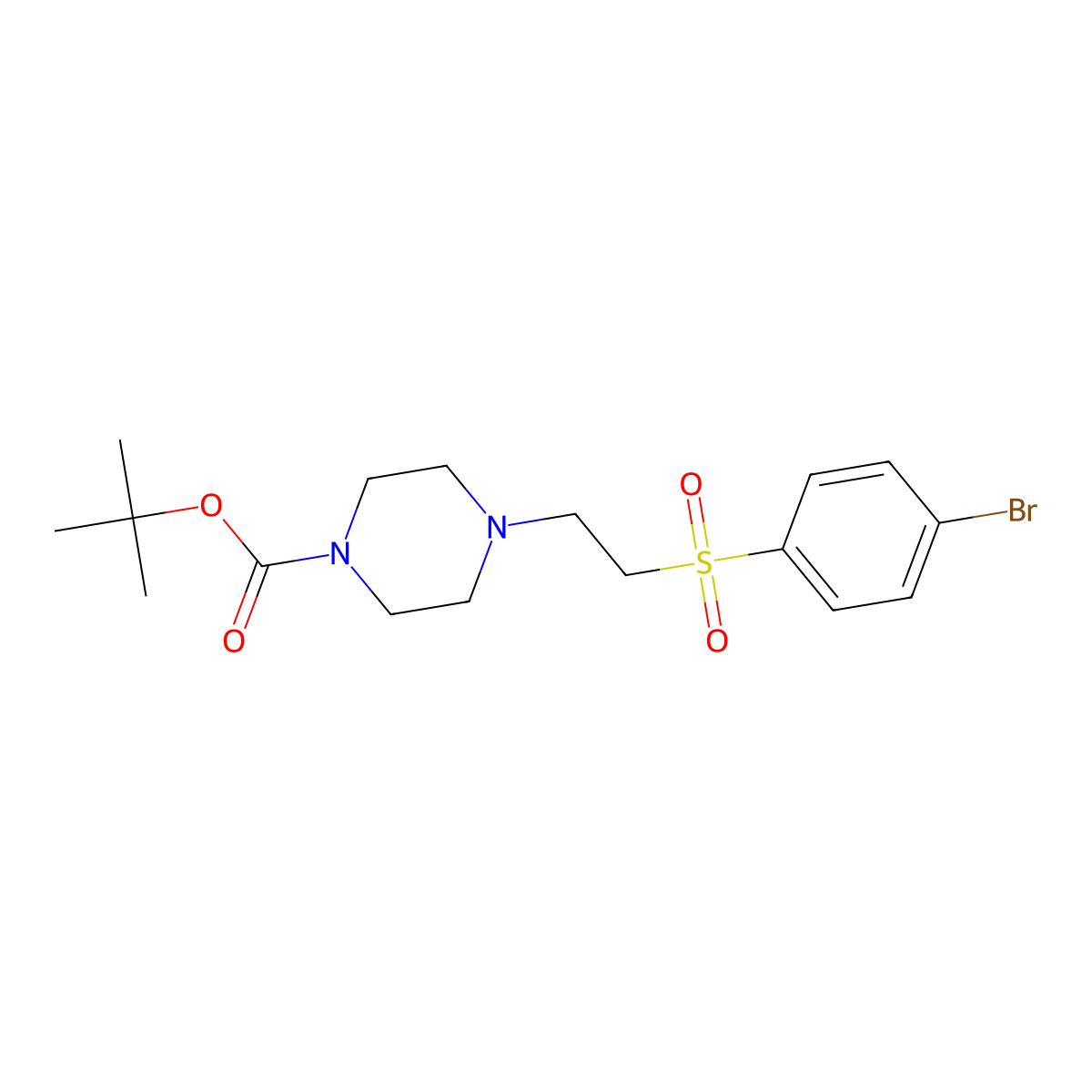 Tert-butyl 4-[2-(4-bromobenzenesulfonyl)ethyl]piperazine-1-carboxylate molecular structure, CAS 2680684-89-1