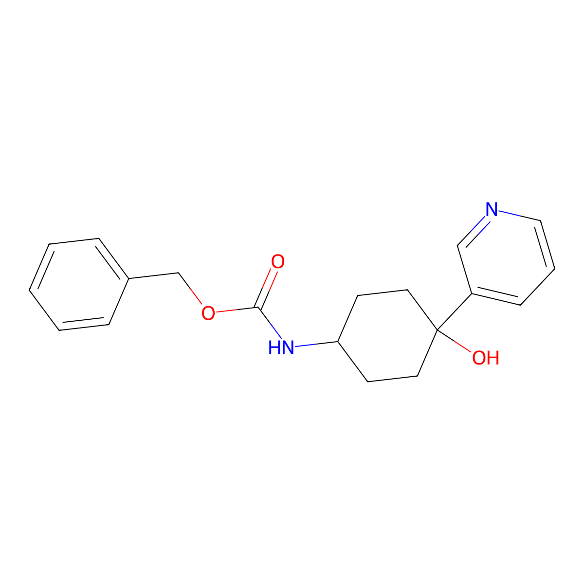 benzyl N-[4-hydroxy-4-(pyridin-3-yl)cyclohexyl]carbamate molecular structure, CAS 2680684-94-8