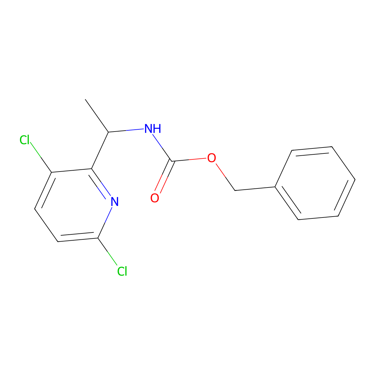 benzyl N-[1-(3,6-dichloropyridin-2-yl)ethyl]carbamate molecular structure, CAS 2680684-97-1
