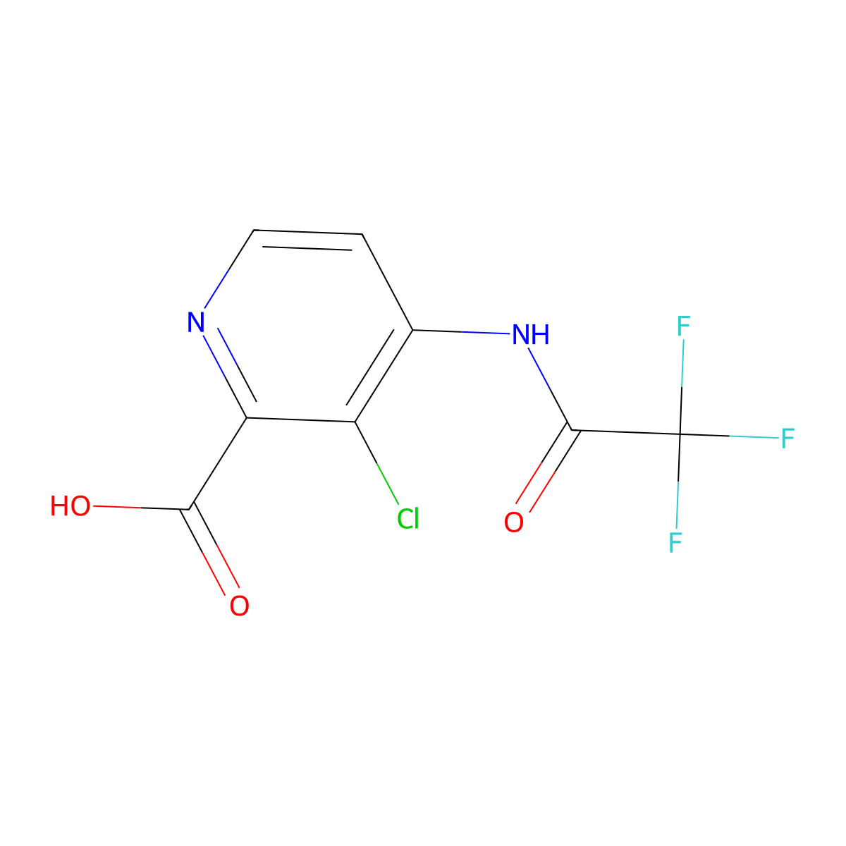 3-Chloro-4-(2,2,2-trifluoroacetamido)pyridine-2-carboxylic acid molecular structure, CAS 2680684-98-2