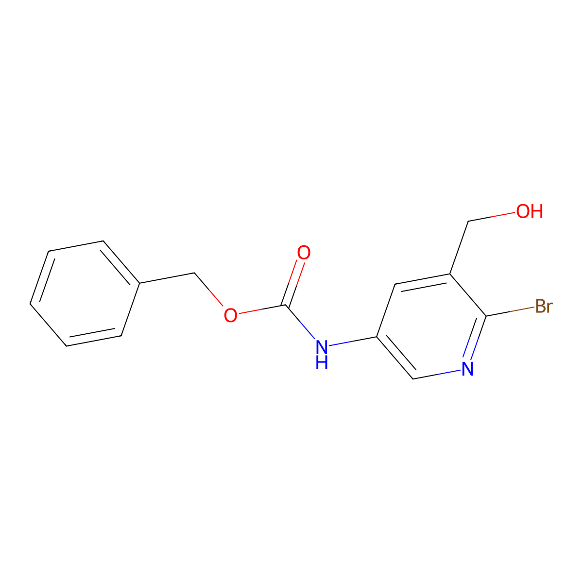 benzyl N-[6-bromo-5-(hydroxymethyl)pyridin-3-yl]carbamate molecular structure, CAS 2680685-04-3