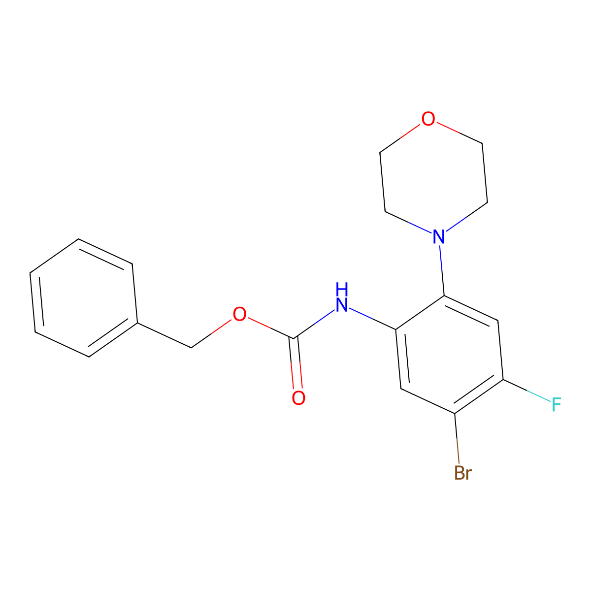 benzyl N-[5-bromo-4-fluoro-2-(morpholin-4-yl)phenyl]carbamate molecular structure, CAS 2680685-05-4
