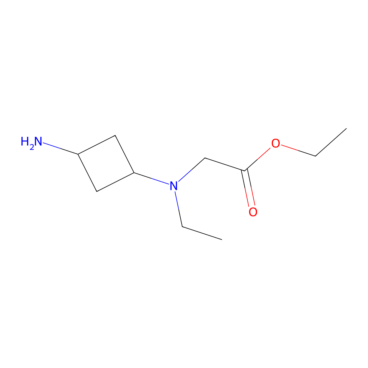 Ethyl 2-[(3-aminocyclobutyl)(ethyl)amino]acetate molecular structure, CAS 2680685-15-6