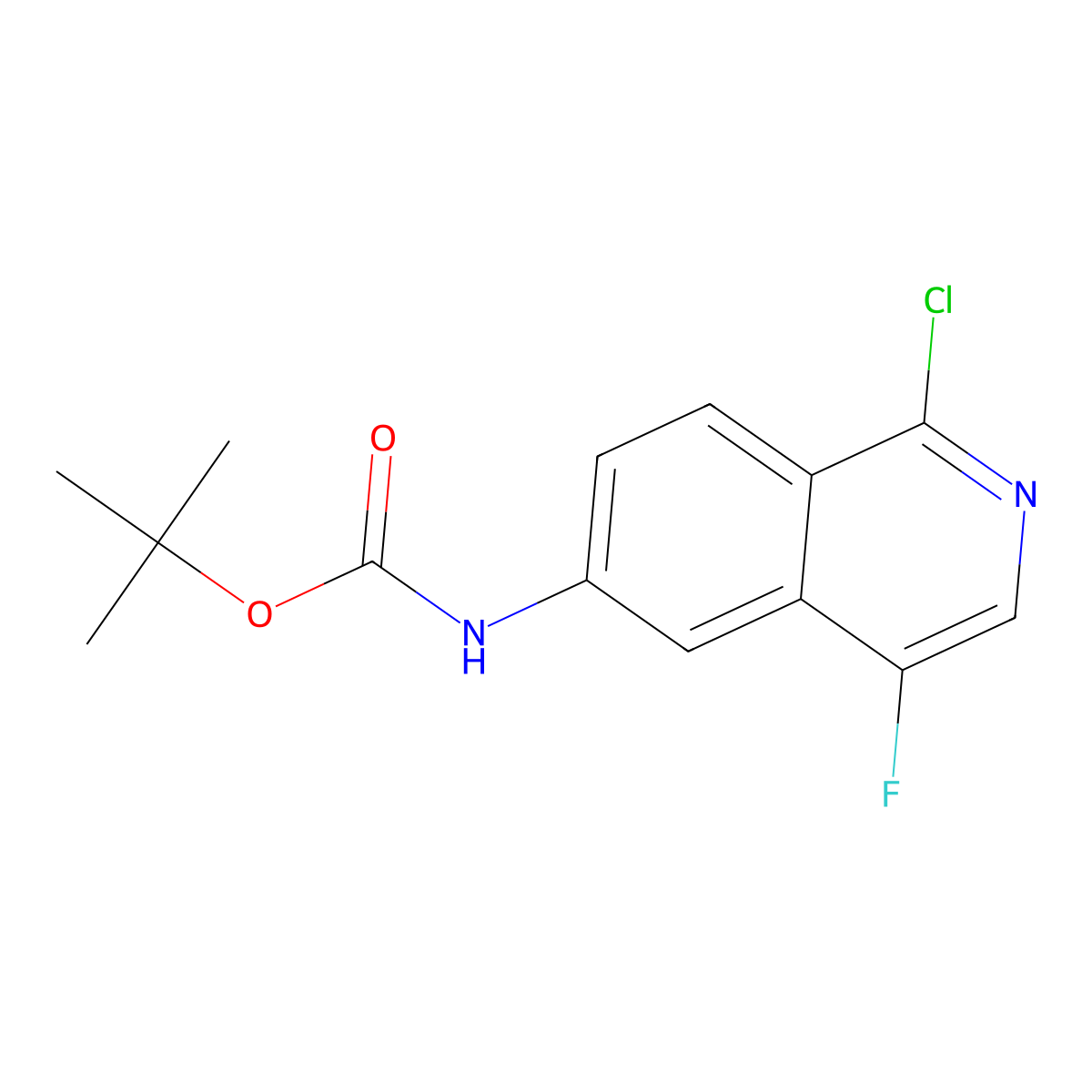 tert-butyl N-(1-chloro-4-fluoroisoquinolin-6-yl)carbamate molecular structure, CAS 2680685-20-3
