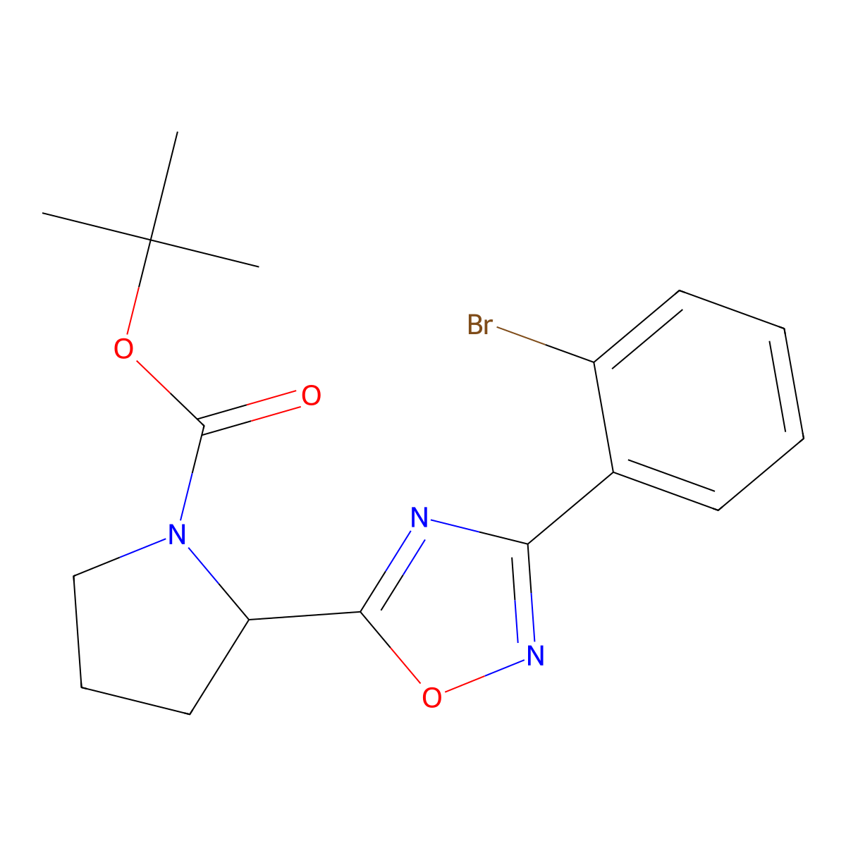 Tert-butyl 2-[3-(2-bromophenyl)-1,2,4-oxadiazol-5-yl]pyrrolidine-1-carboxylate molecular structure, CAS 2680685-25-8