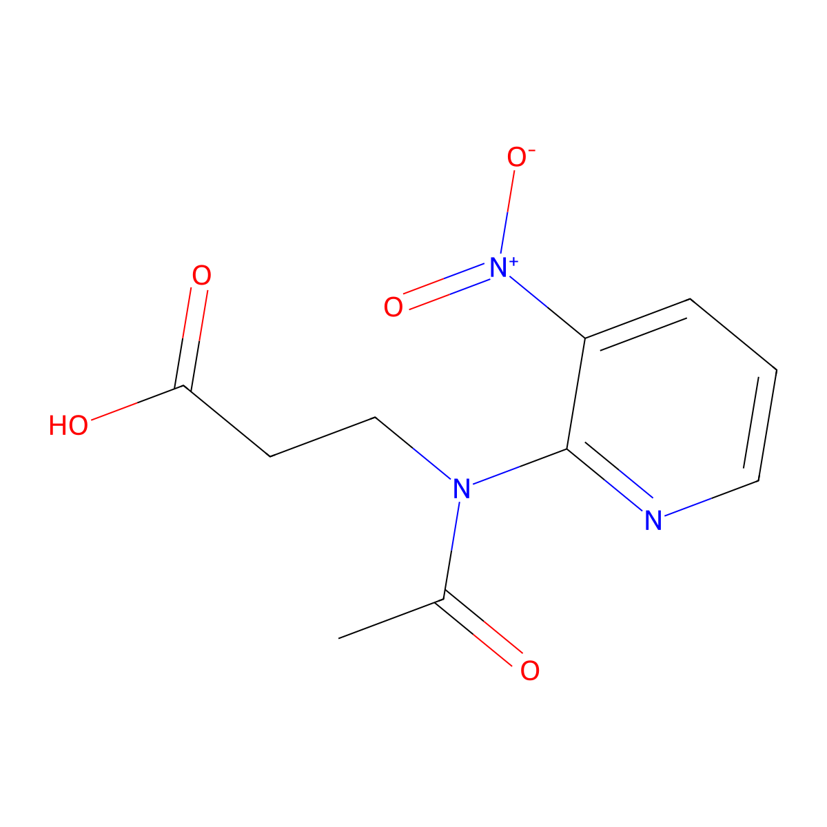 3-[N-(3-nitropyridin-2-yl)acetamido]propanoic acid molecular structure, CAS 2680685-32-7