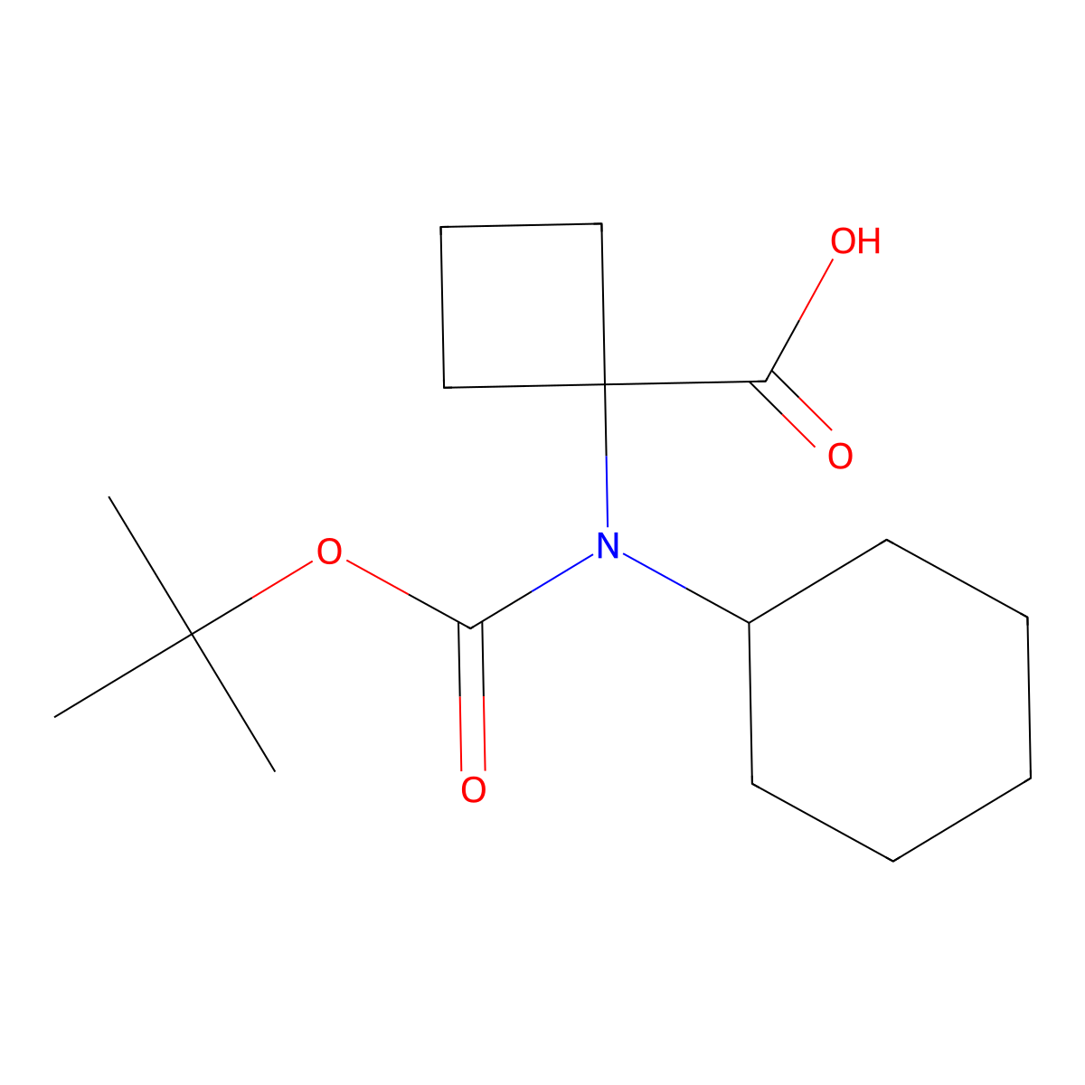 1-{[(Tert-butoxy)carbonyl](cyclohexyl)amino}cyclobutane-1-carboxylic acid molecular structure, CAS 2680685-34-9
