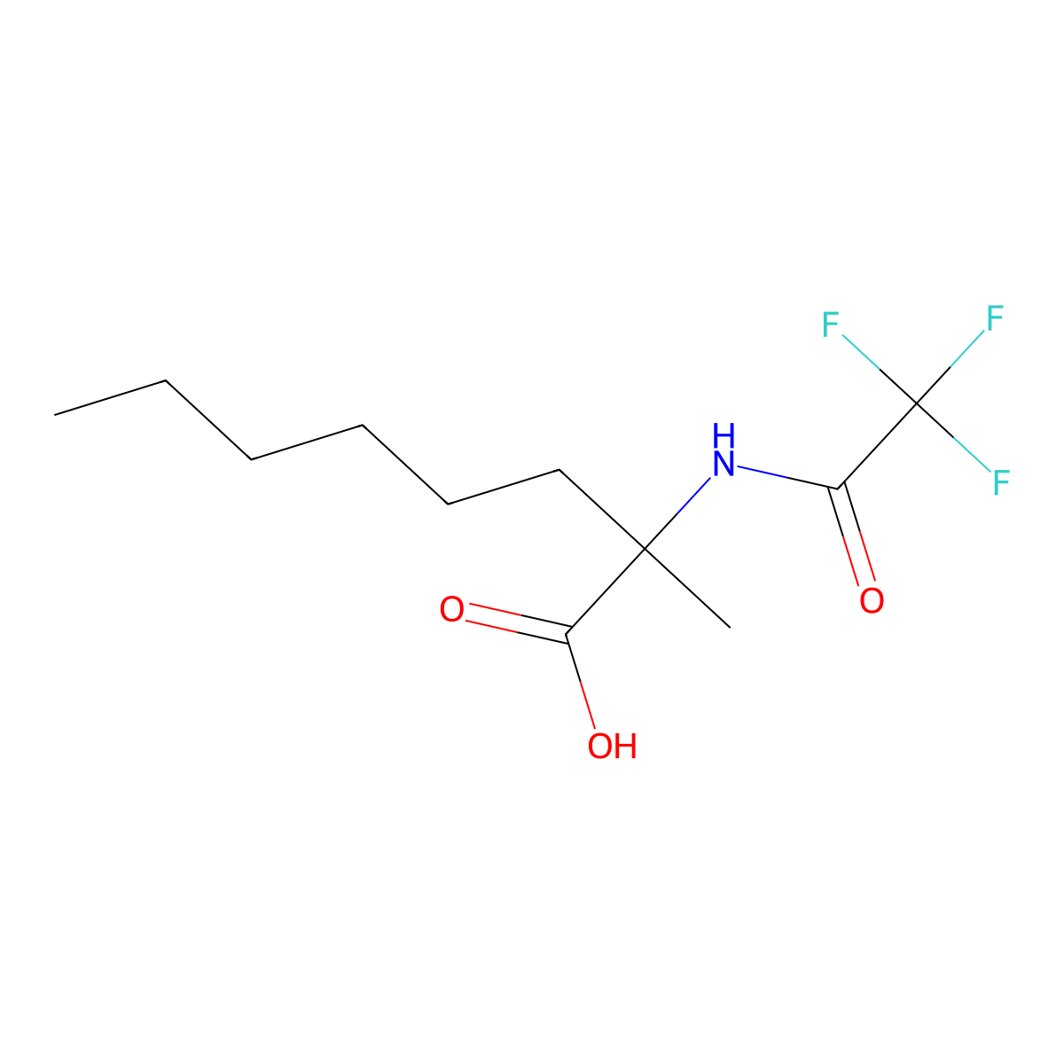 2-Methyl-2-(2,2,2-trifluoroacetamido)octanoic acid molecular structure, CAS 2680685-40-7