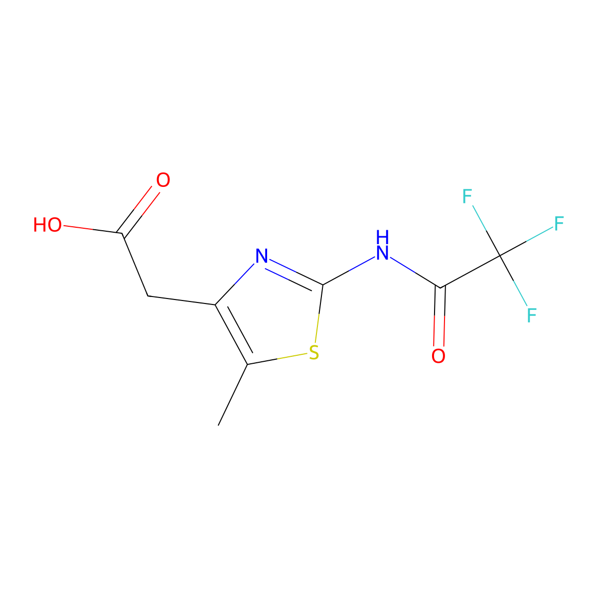2-[5-Methyl-2-(2,2,2-trifluoroacetamido)-1,3-thiazol-4-yl]acetic acid molecular structure, CAS 2680685-44-1