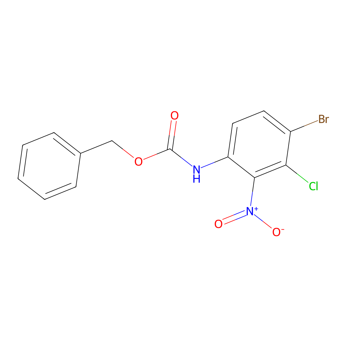 benzyl N-(4-bromo-3-chloro-2-nitrophenyl)carbamate molecular structure, CAS 2680685-51-0