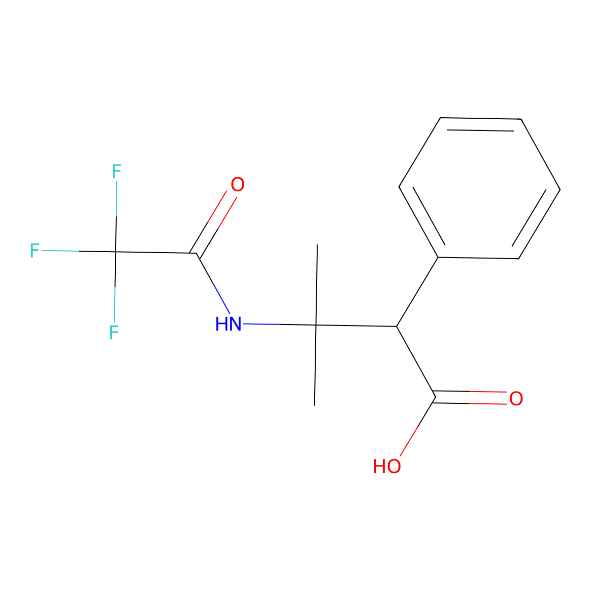 3-Methyl-2-phenyl-3-(2,2,2-trifluoroacetamido)butanoic acid molecular structure, CAS 2680685-52-1