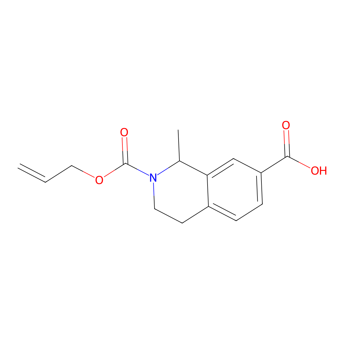 1-Methyl-2-[(prop-2-en-1-yloxy)carbonyl]-1,2,3,4-tetrahydroisoquinoline-7-carboxylic acid molecular structure, CAS 2680685-58-7