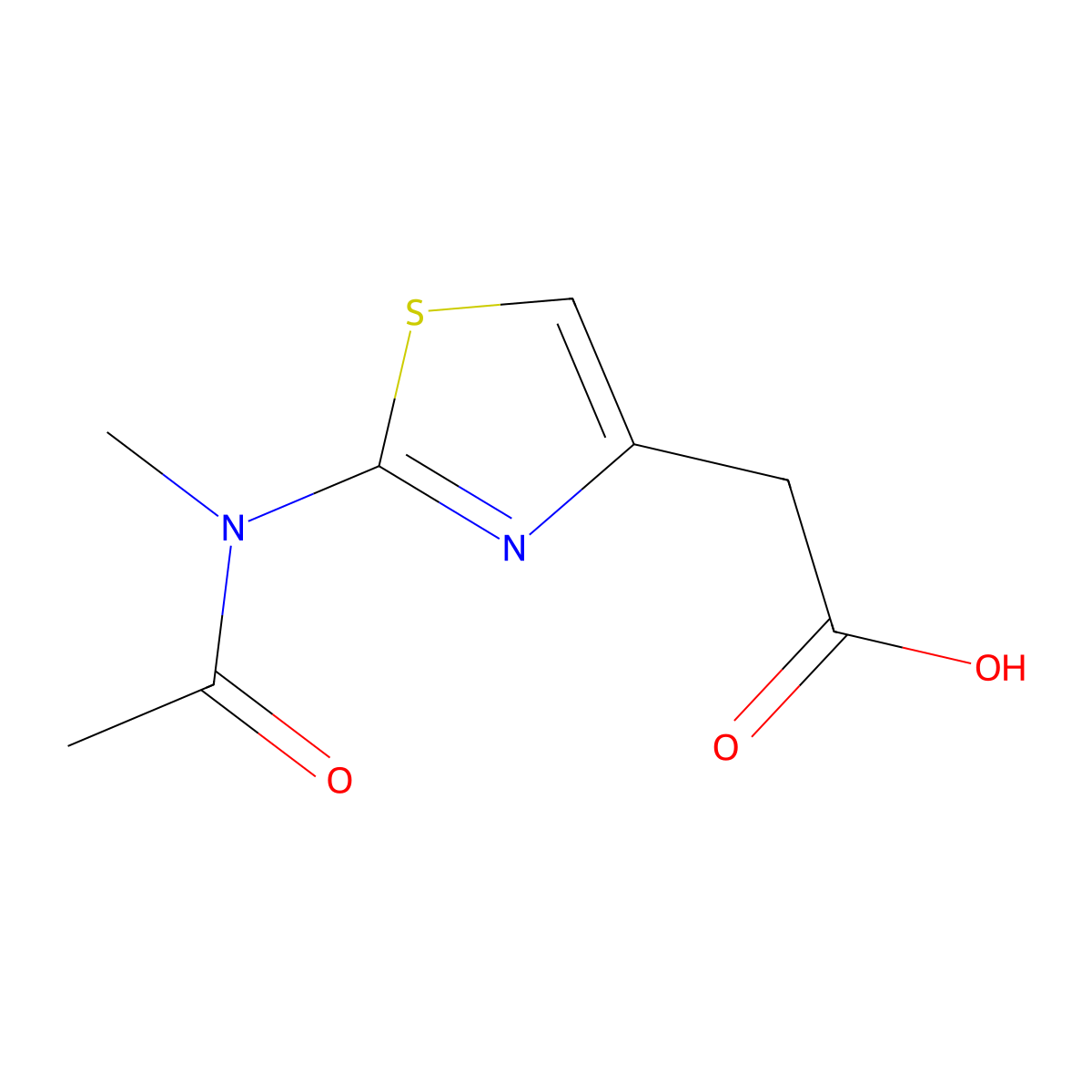 2-[2-(N-methylacetamido)-1,3-thiazol-4-yl]acetic acid molecular structure, CAS 2680685-62-3