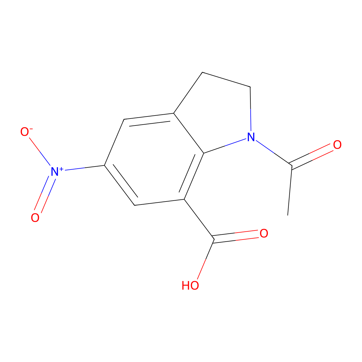 1-acetyl-5-nitro-2,3-dihydro-1H-indole-7-carboxylic acid molecular structure, CAS 2680685-66-7