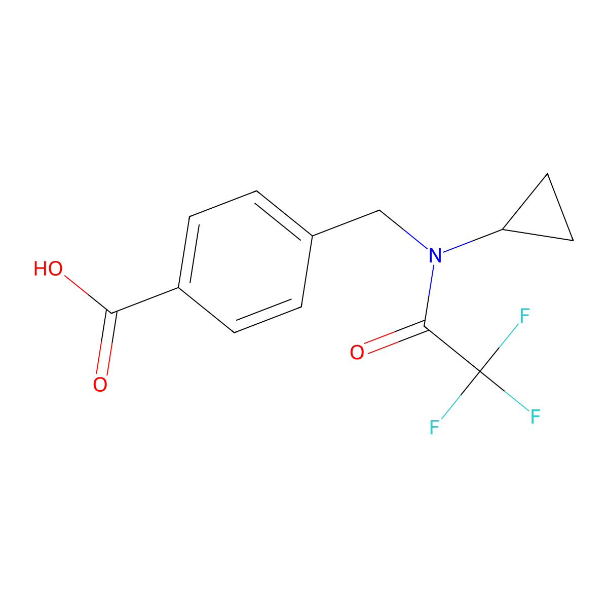 4-[(N-cyclopropyl-2,2,2-trifluoroacetamido)methyl]benzoic acid molecular structure, CAS 2680685-73-6