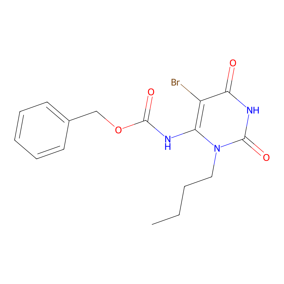 benzyl N-(5-bromo-3-butyl-2,6-dioxo-1,2,3,6-tetrahydropyrimidin-4-yl)carbamate molecular structure, CAS 2680685-76-9