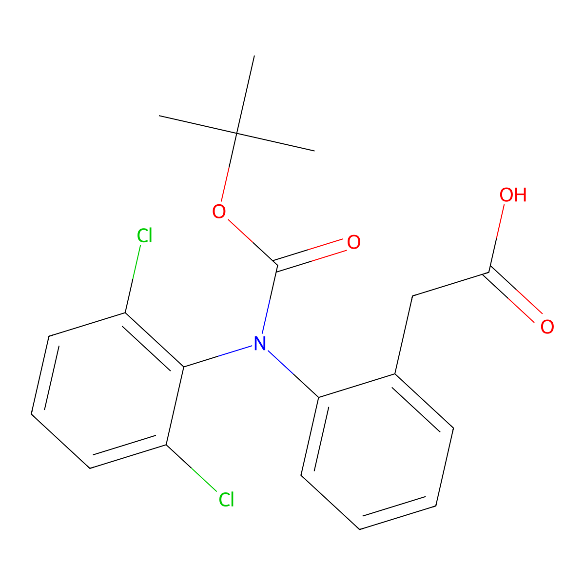 2-(2-{[(Tert-butoxy)carbonyl](2,6-dichlorophenyl)amino}phenyl)acetic acid molecular structure, CAS 2680685-80-5