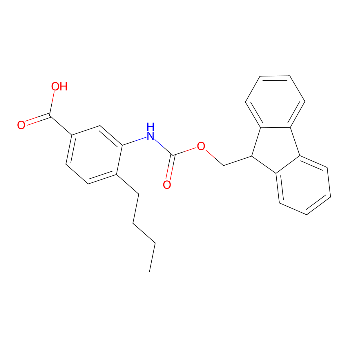 4-butyl-3-({[(9H-fluoren-9-yl)methoxy]carbonyl}amino)benzoic acid molecular structure, CAS 2680685-84-9
