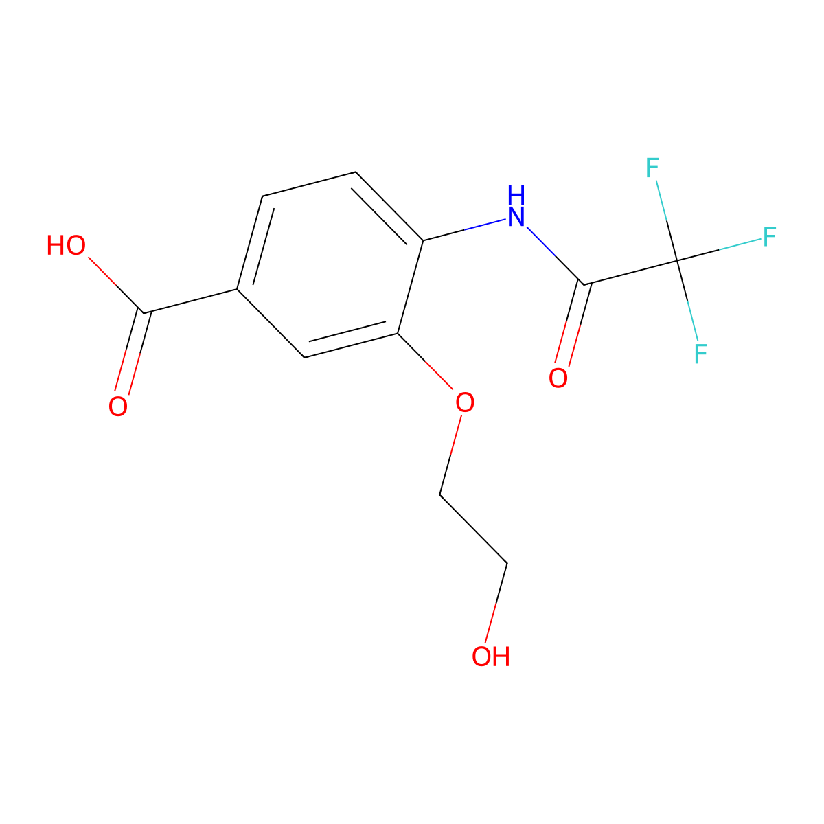 3-(2-Hydroxyethoxy)-4-(2,2,2-trifluoroacetamido)benzoic acid molecular structure, CAS 2680685-87-2