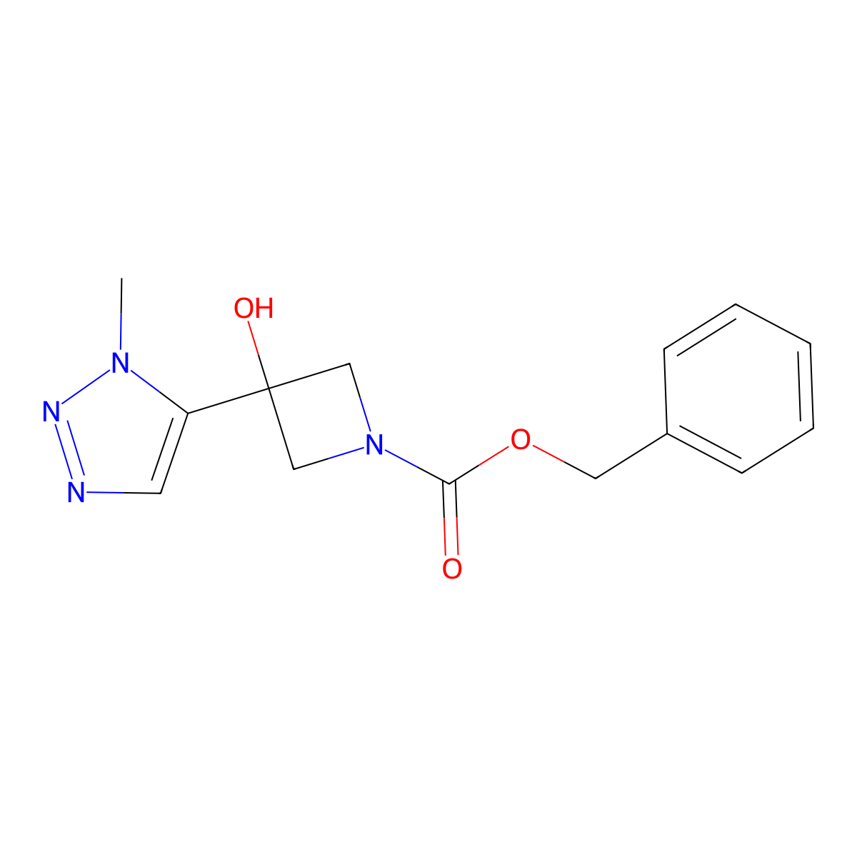 benzyl 3-hydroxy-3-(1-methyl-1H-1,2,3-triazol-5-yl)azetidine-1-carboxylate molecular structure, CAS 2680685-88-3