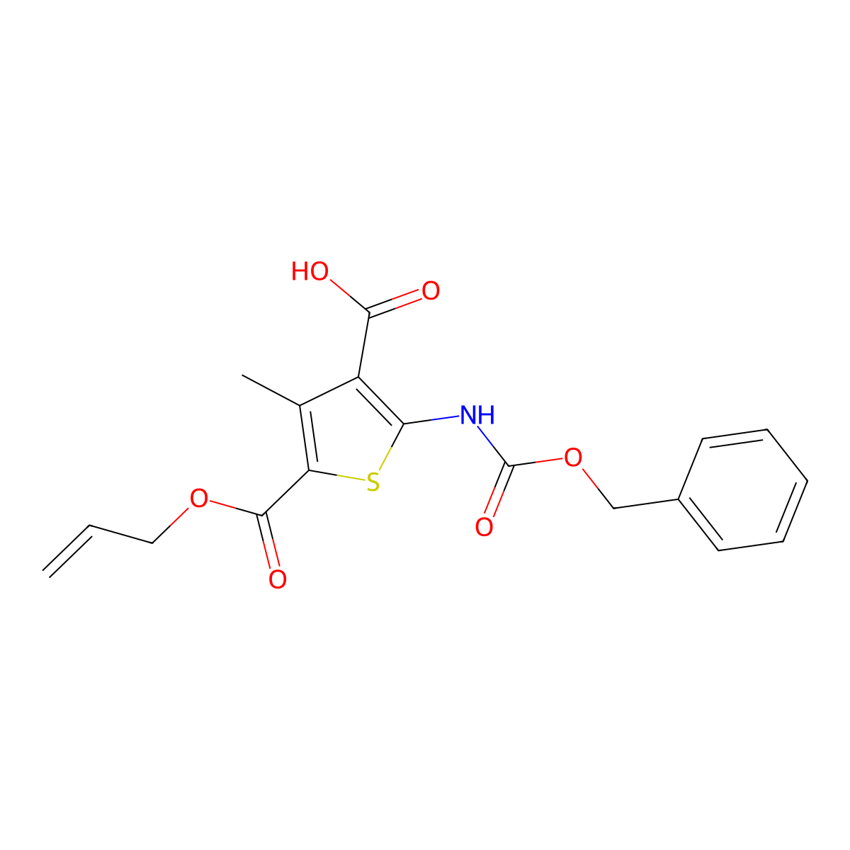 2-{[(Benzyloxy)carbonyl]amino}-4-methyl-5-[(prop-2-en-1-yloxy)carbonyl]thiophene-3-carboxylic acid molecular structure, CAS 2680685-89-4