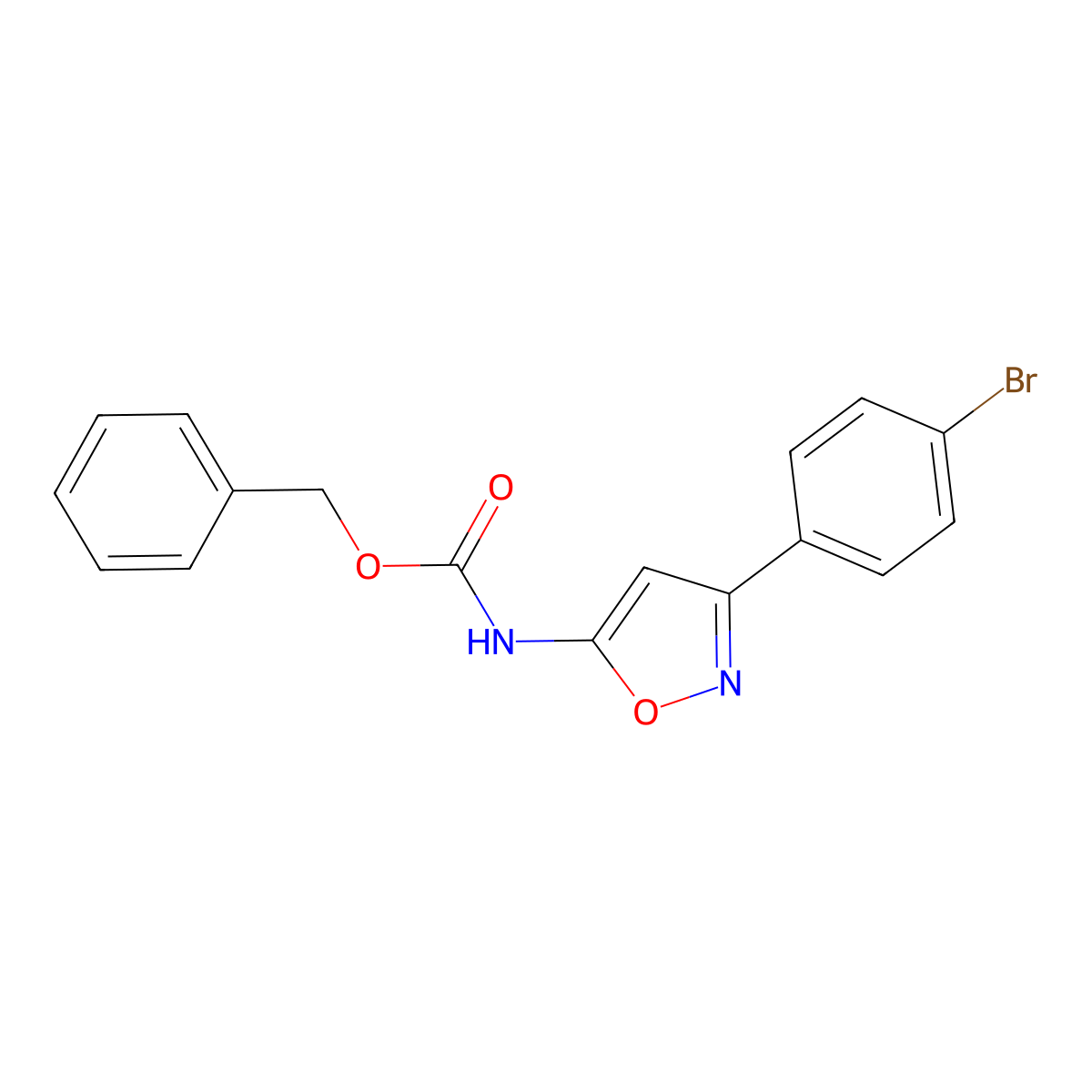 benzyl N-[3-(4-bromophenyl)-1,2-oxazol-5-yl]carbamate molecular structure, CAS 2680685-90-7