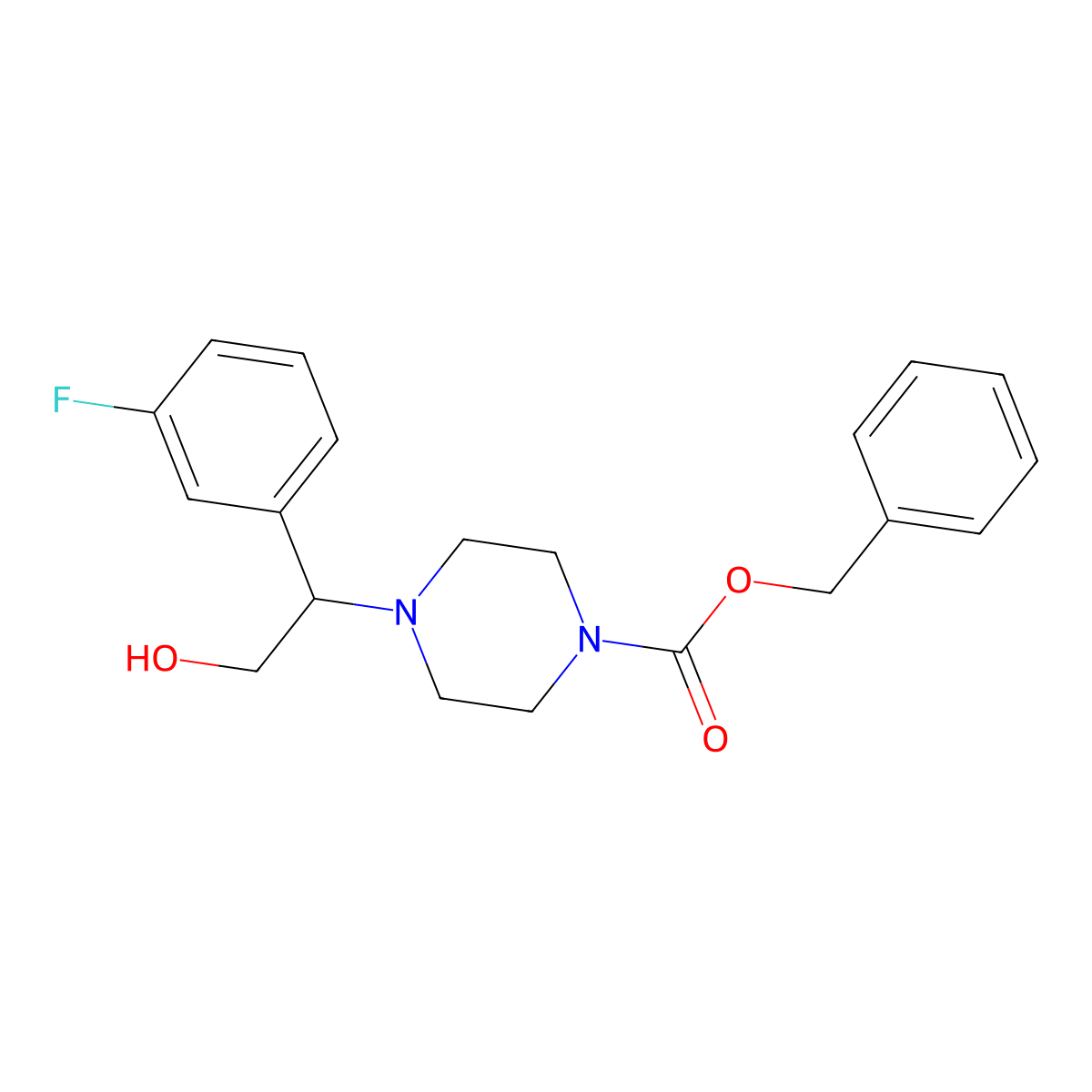 Benzyl 4-[1-(3-fluorophenyl)-2-hydroxyethyl]piperazine-1-carboxylate molecular structure, CAS 2680685-92-9