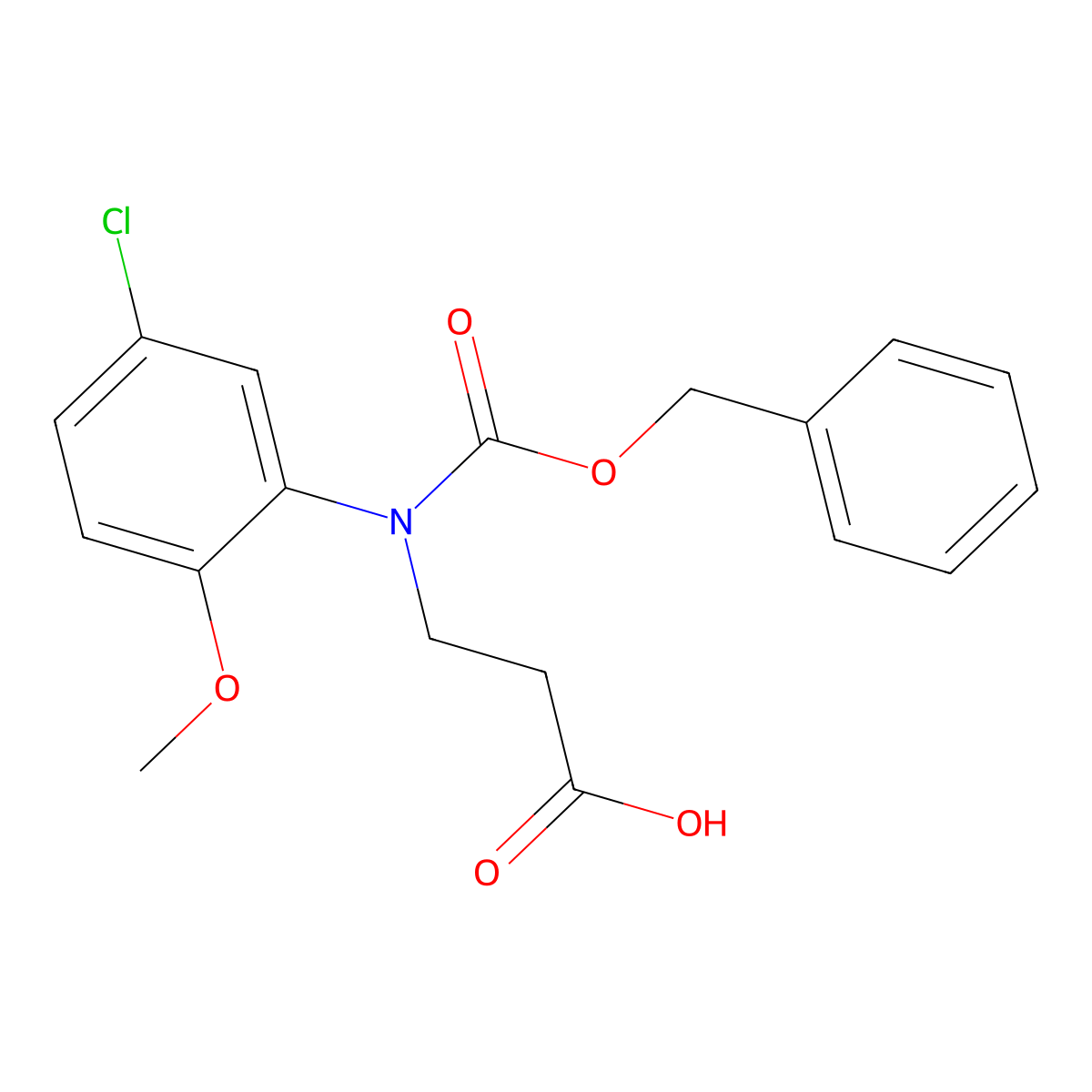 3-{[(Benzyloxy)carbonyl](5-chloro-2-methoxyphenyl)amino}propanoic acid molecular structure, CAS 2680685-94-1