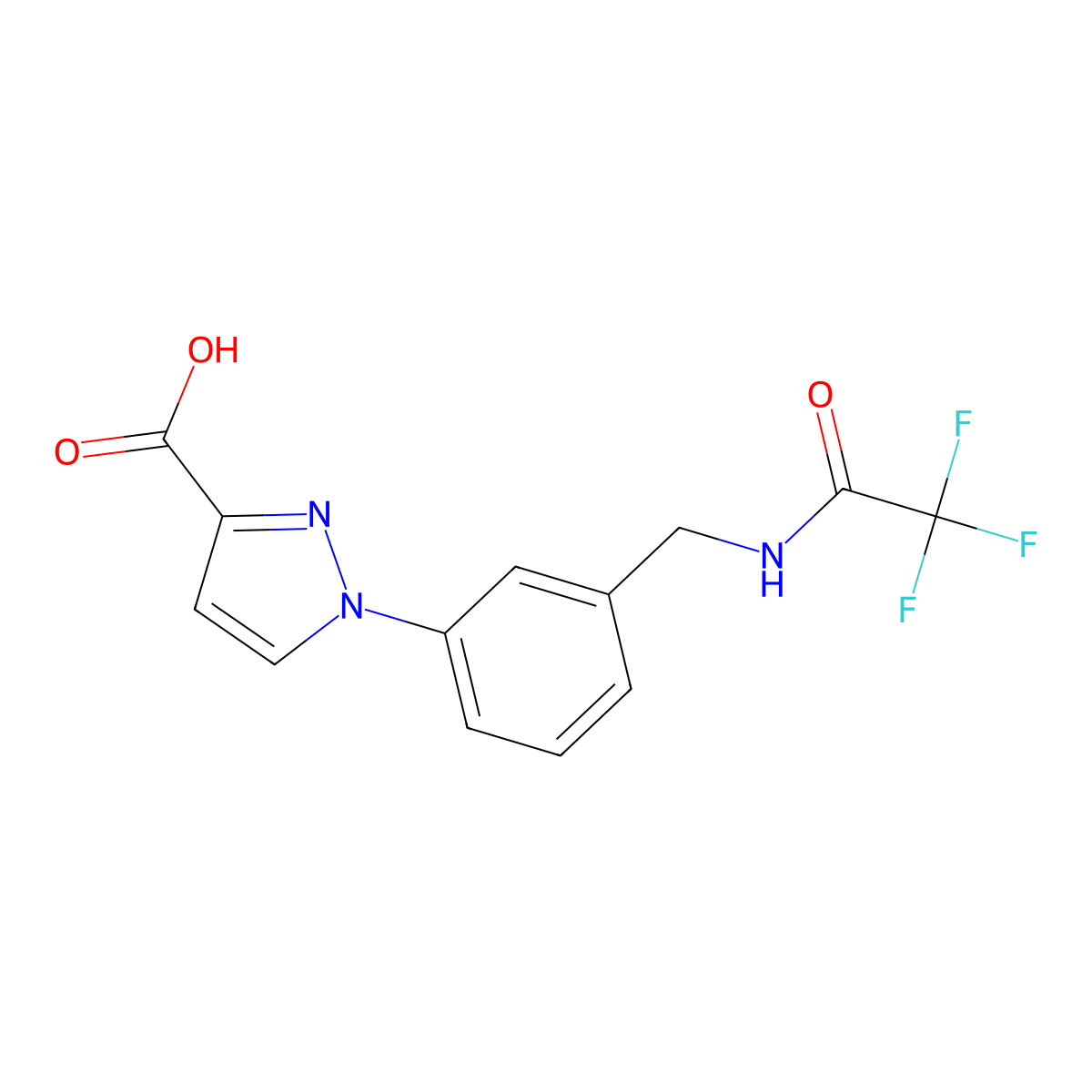 1-{3-[(2,2,2-trifluoroacetamido)methyl]phenyl}-1H-pyrazole-3-carboxylic acid molecular structure, CAS 2680685-98-5