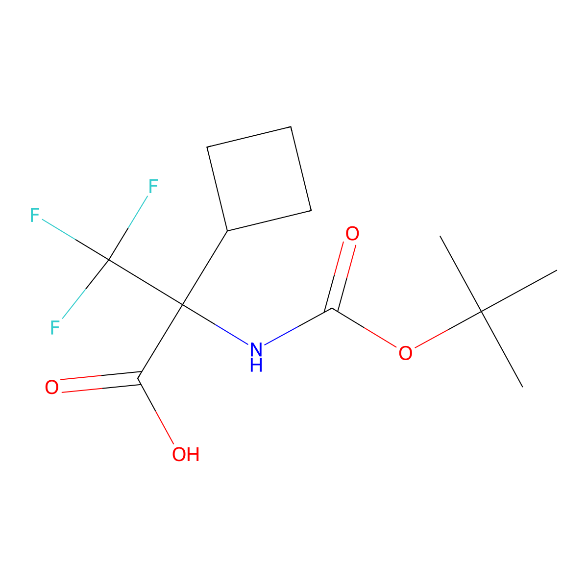 2-{[(Tert-butoxy)carbonyl]amino}-2-cyclobutyl-3,3,3-trifluoropropanoic acid molecular structure, CAS 2680686-03-5