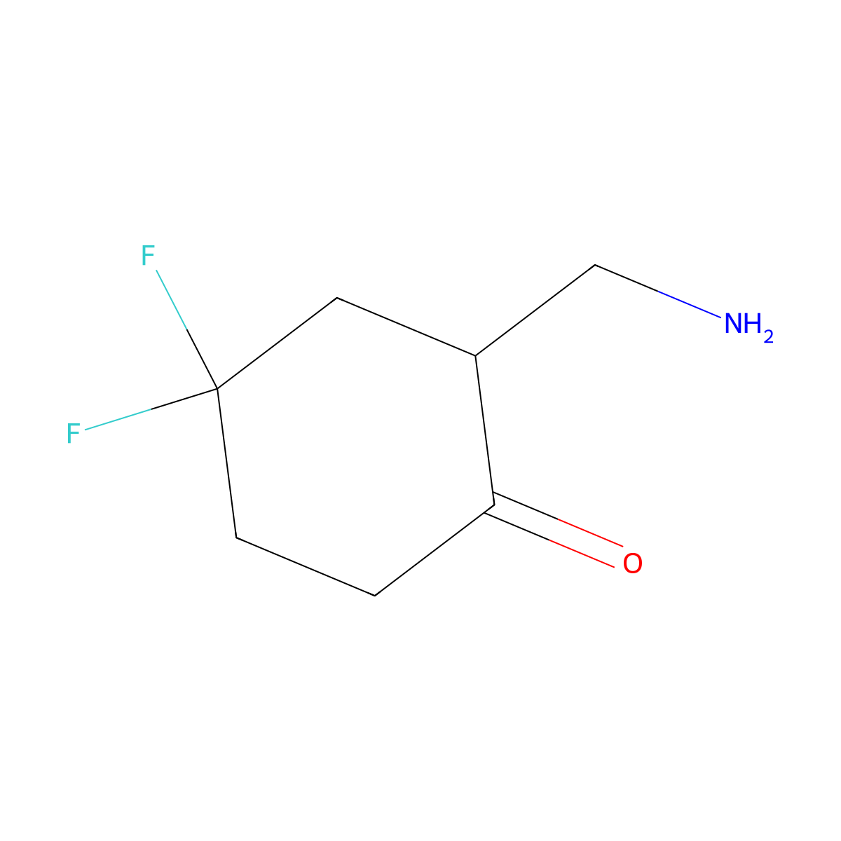 2-(Aminomethyl)-4,4-difluorocyclohexan-1-one molecular structure, CAS 2680686-04-6