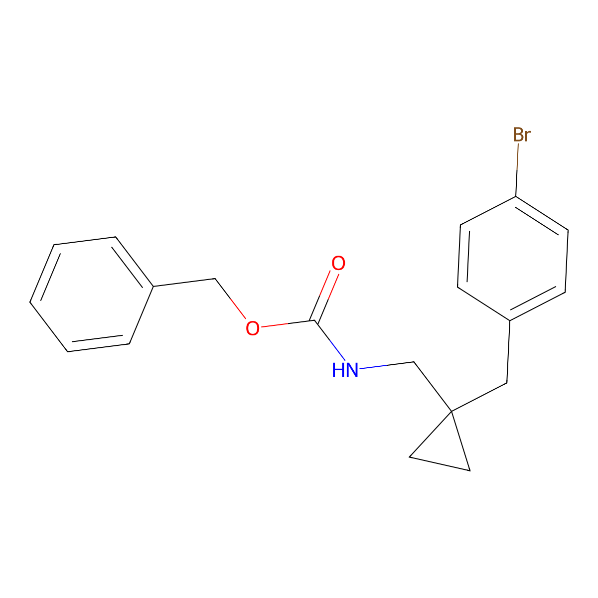 benzyl N-({1-[(4-bromophenyl)methyl]cyclopropyl}methyl)carbamate molecular structure, CAS 2680686-11-5
