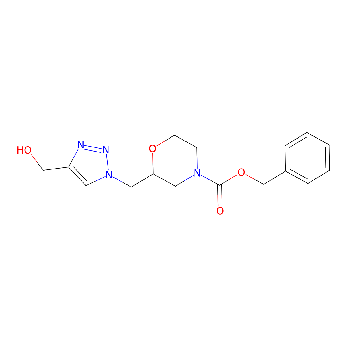 benzyl 2-{[4-(hydroxymethyl)-1H-1,2,3-triazol-1-yl]methyl}morpholine-4-carboxylate molecular structure, CAS 2680686-12-6
