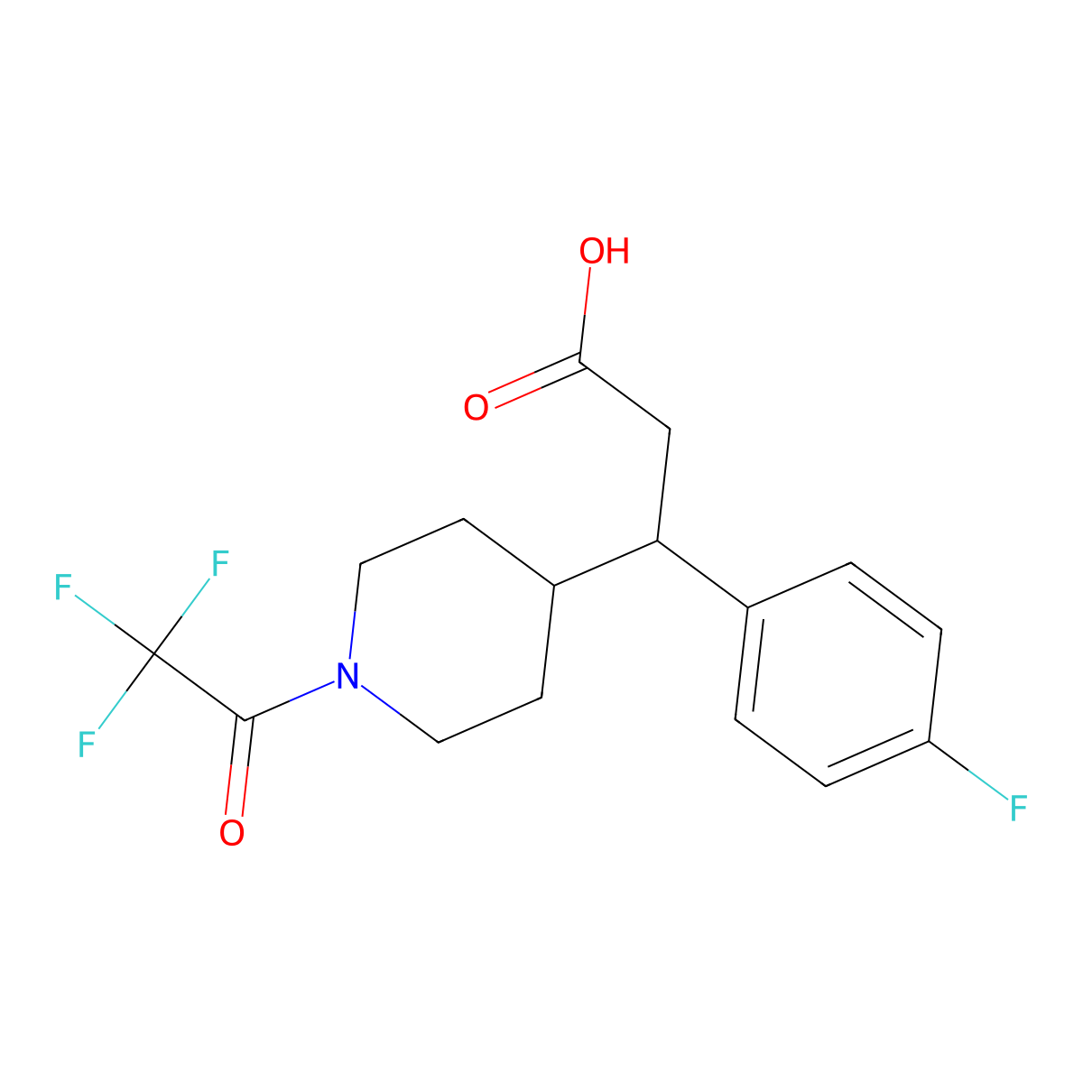 3-(4-Fluorophenyl)-3-[1-(2,2,2-trifluoroacetyl)piperidin-4-yl]propanoic acid molecular structure, CAS 2680686-16-0