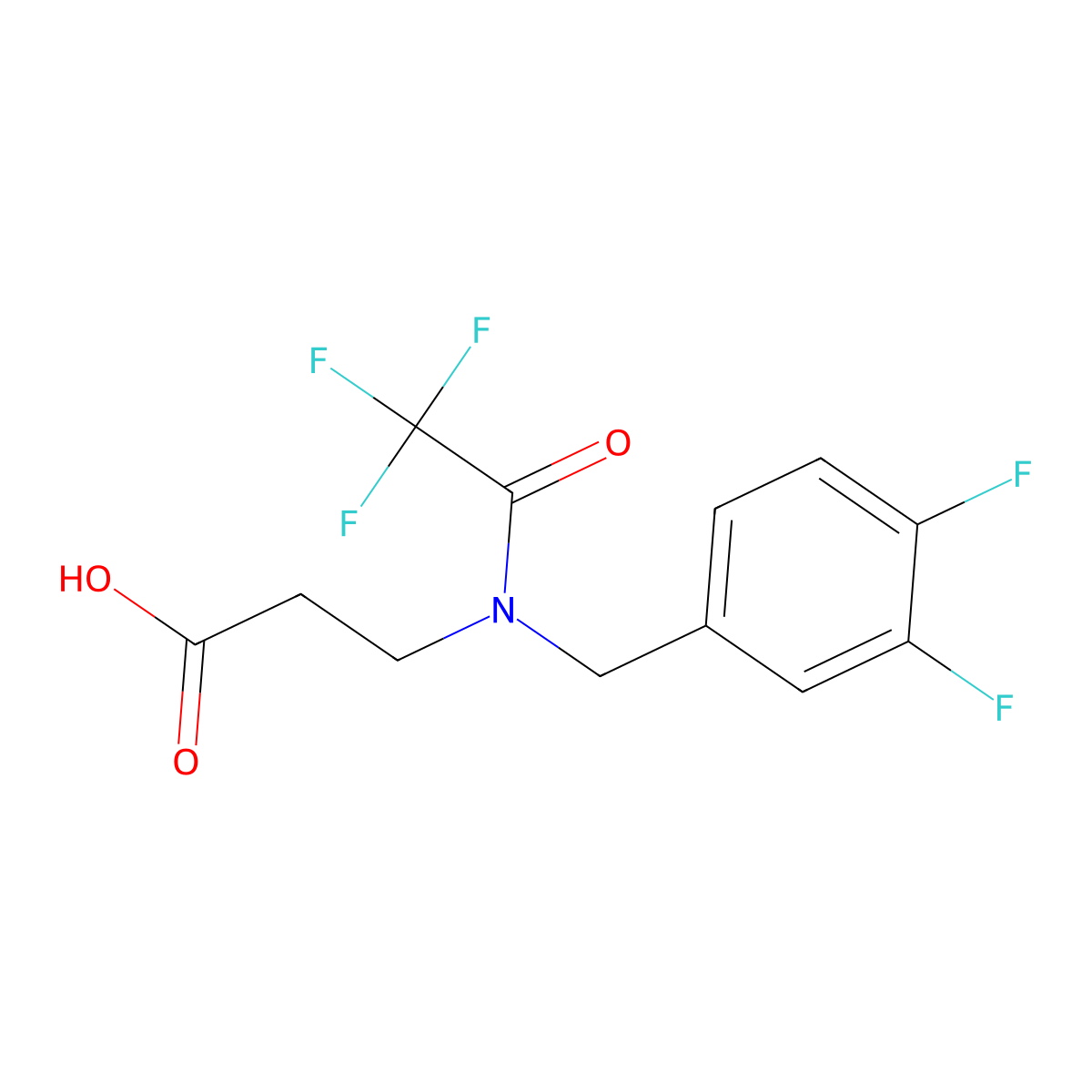 3-{N-[(3,4-difluorophenyl)methyl]-2,2,2-trifluoroacetamido}propanoic acid molecular structure, CAS 2680686-19-3