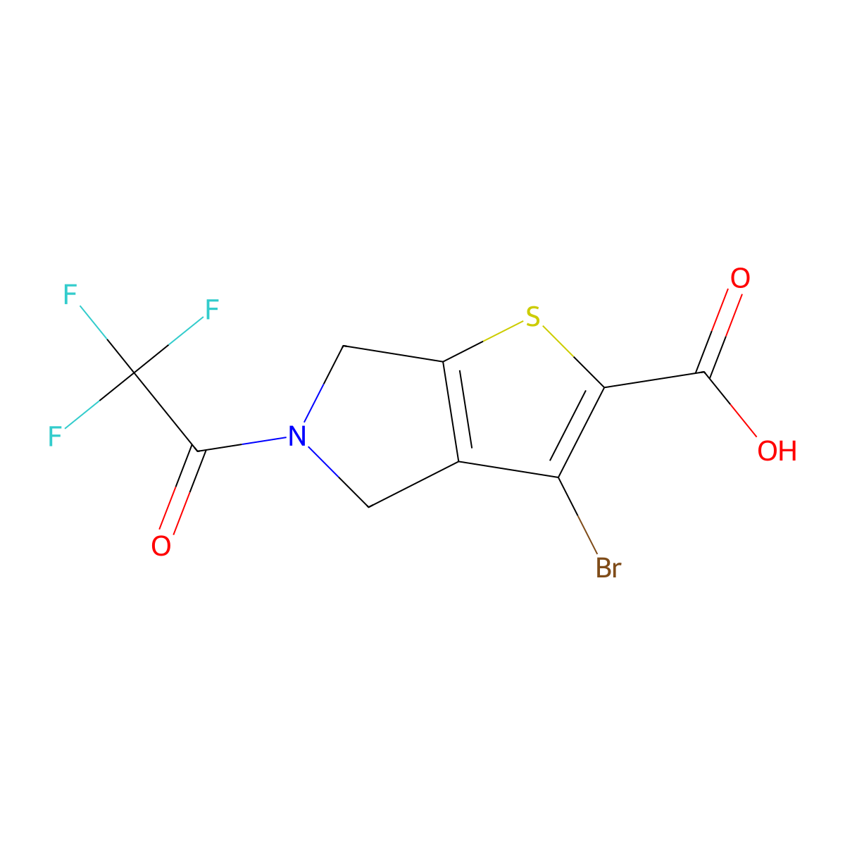 3-bromo-5-(2,2,2-trifluoroacetyl)-4H,5H,6H-thieno[2,3-c]pyrrole-2-carboxylic acid molecular structure, CAS 2680686-21-7