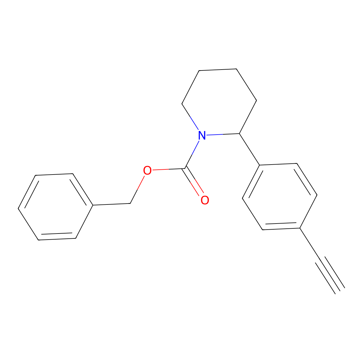 Benzyl 2-(4-ethynylphenyl)piperidine-1-carboxylate molecular structure, CAS 2680686-25-1