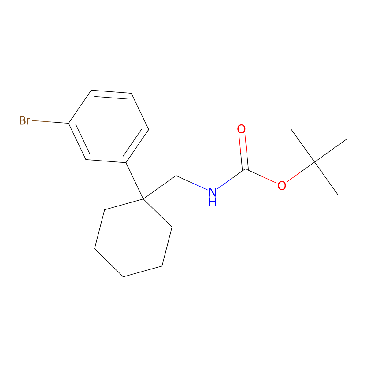 tert-butyl N-{[1-(3-bromophenyl)cyclohexyl]methyl}carbamate molecular structure, CAS 2680686-27-3