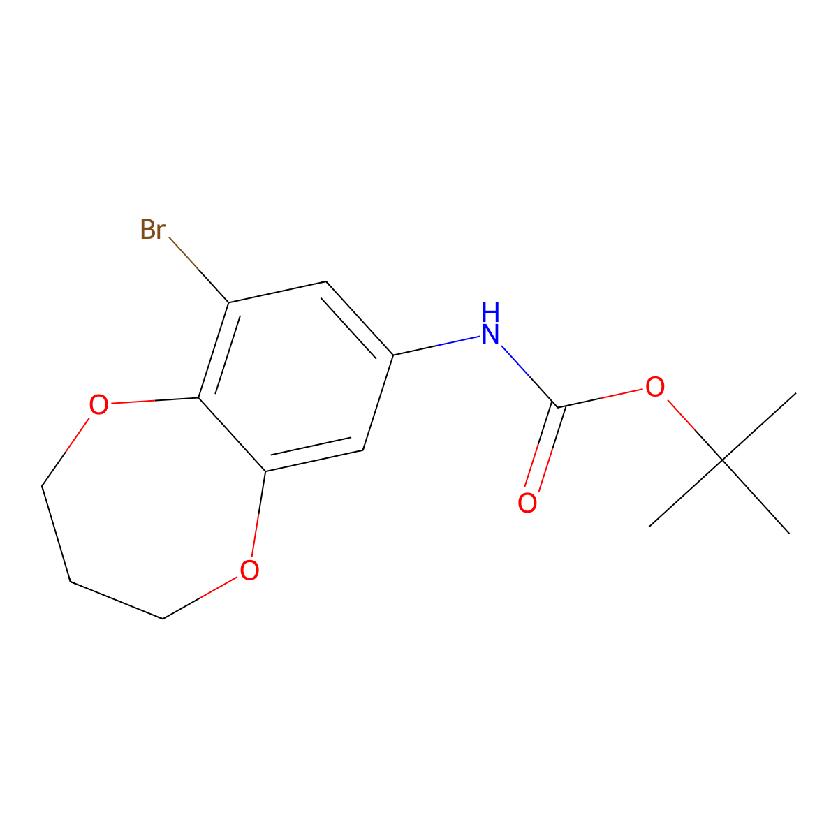 tert-butyl N-(9-bromo-3,4-dihydro-2H-1,5-benzodioxepin-7-yl)carbamate molecular structure, CAS 2680686-28-4