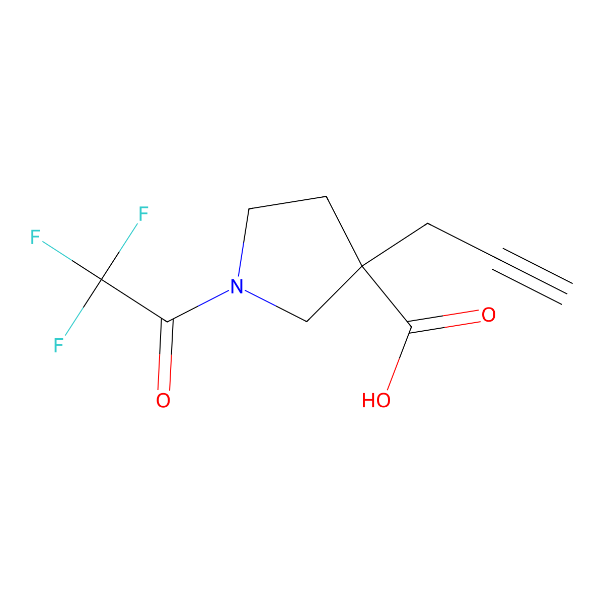 3-(Prop-2-yn-1-yl)-1-(2,2,2-trifluoroacetyl)pyrrolidine-3-carboxylic acid molecular structure, CAS 2680686-29-5