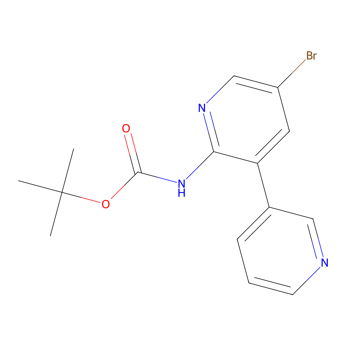 tert-butyl N-{5-bromo-[3,3'-bipyridin]-2-yl}carbamate molecular structure, CAS 2680686-50-2
