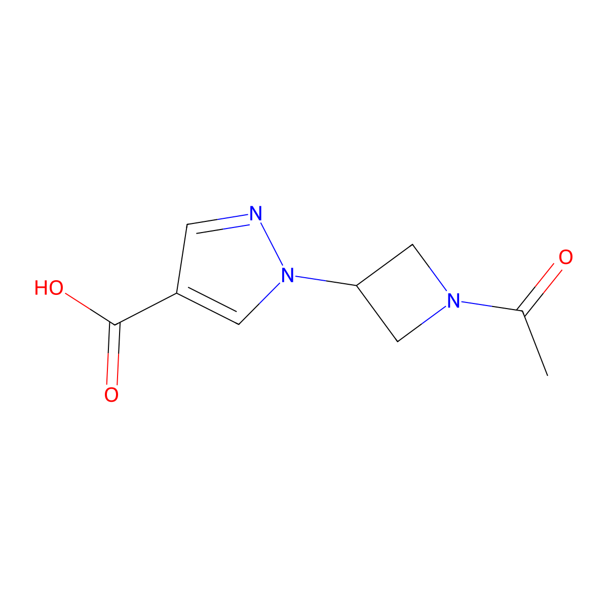 1-(1-acetylazetidin-3-yl)-1H-pyrazole-4-carboxylic acid molecular structure, CAS 2680686-51-3