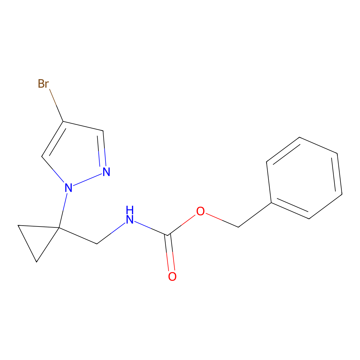 benzyl N-{[1-(4-bromo-1H-pyrazol-1-yl)cyclopropyl]methyl}carbamate molecular structure, CAS 2680686-57-9