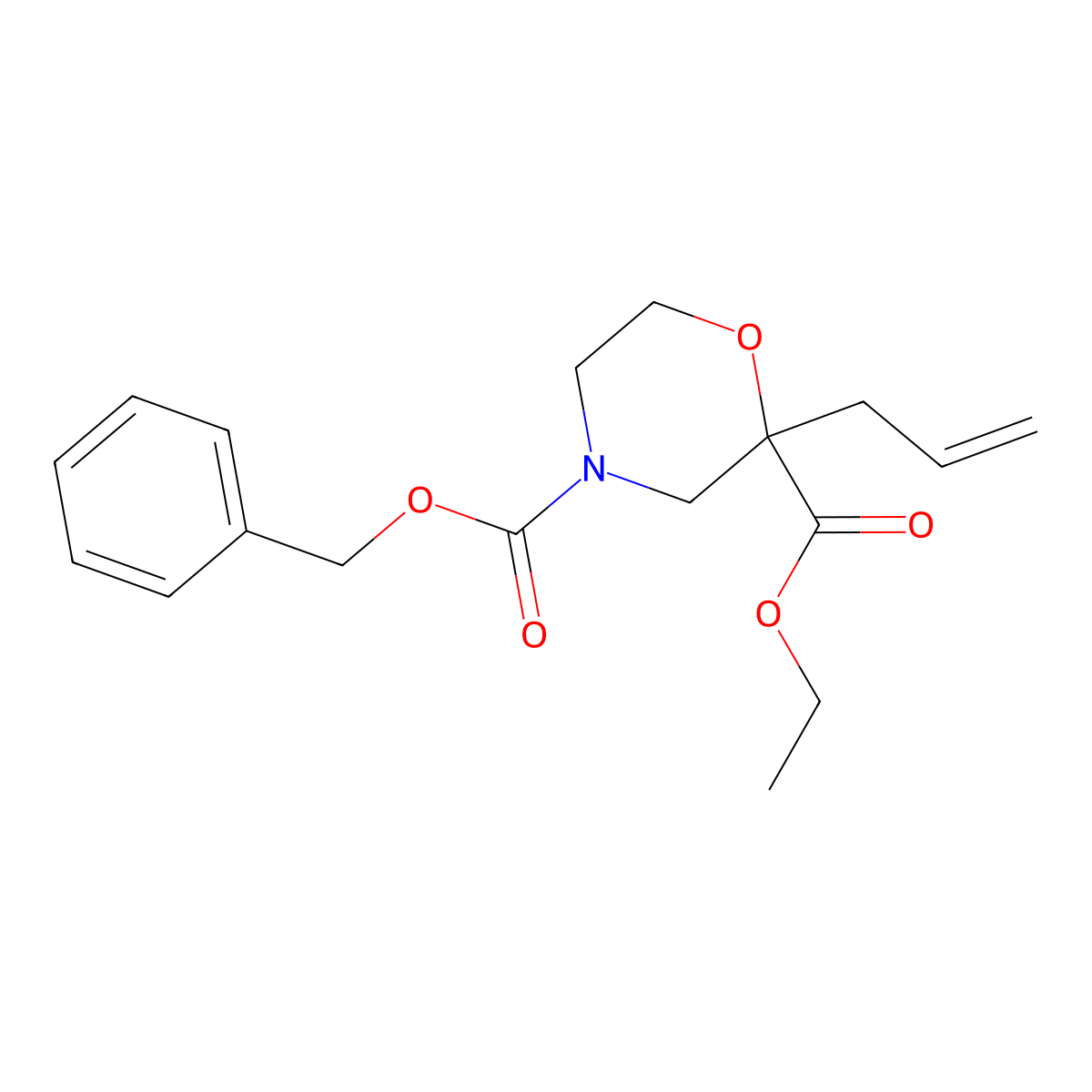 4-Benzyl 2-ethyl 2-(prop-2-en-1-yl)morpholine-2,4-dicarboxylate molecular structure, CAS 2680686-66-0